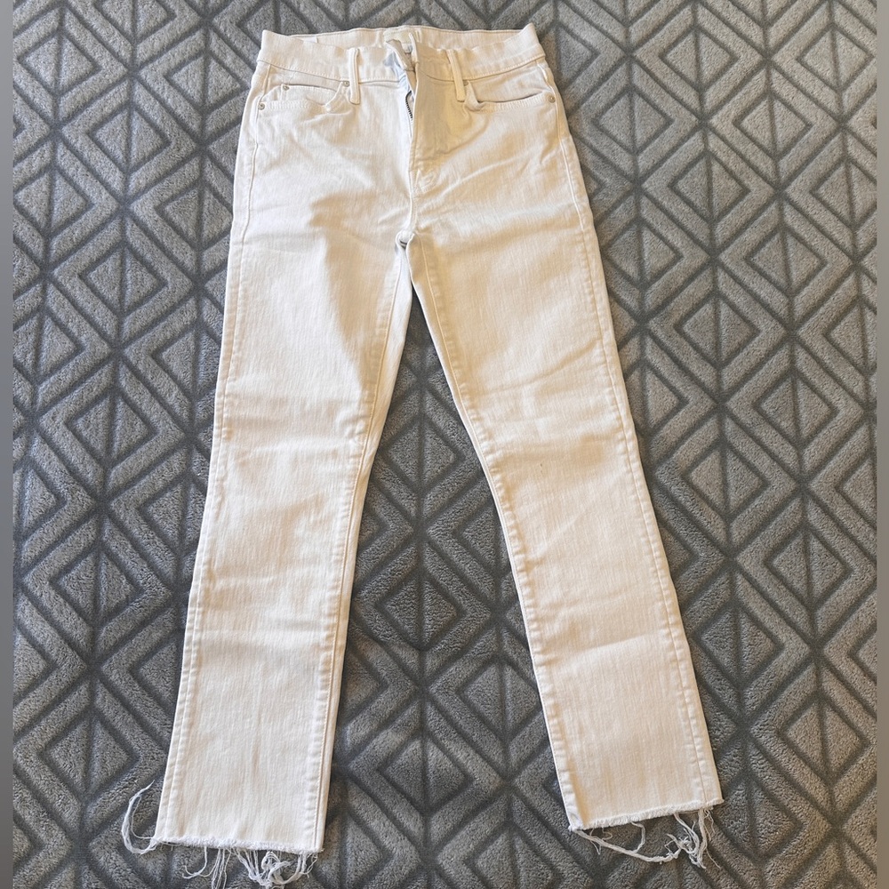 Mother Denim High Waisted Rascal Crop Fray